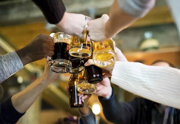 Diversity people Celebrating with Beer