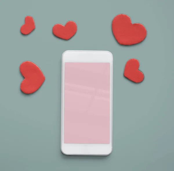 Love Hearts en Smartphone — Stockfoto