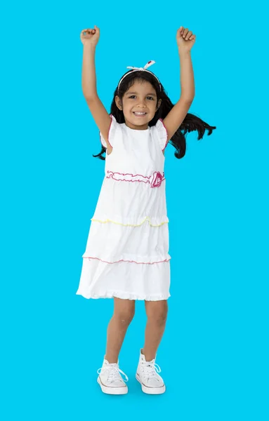 Κορίτσι εκμετάλλευση τα χέρια ψηλά — Φωτογραφία Αρχείου