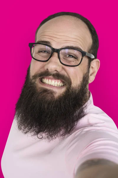 Homme à lunettes et barbe — Photo