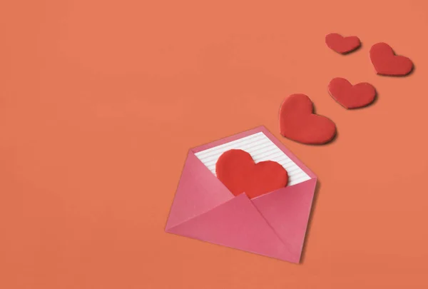 Carta de amor e corações — Fotografia de Stock