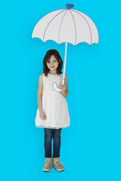 Küçük kız holding şemsiye — Stok fotoğraf