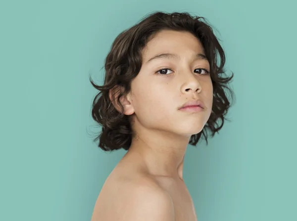 Shirtless boy in studio — Stock Photo, Image