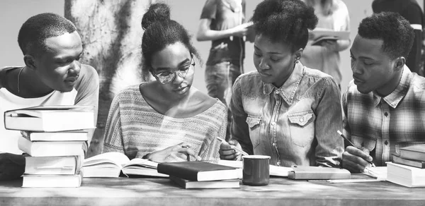 Students doing home task together — Stock Photo, Image