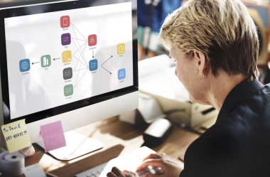 bilgisayar monitörü çalışma iş kadını 