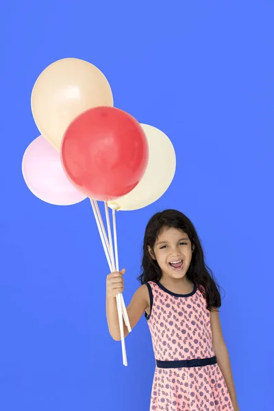 Dívka držící balónky — Stock fotografie