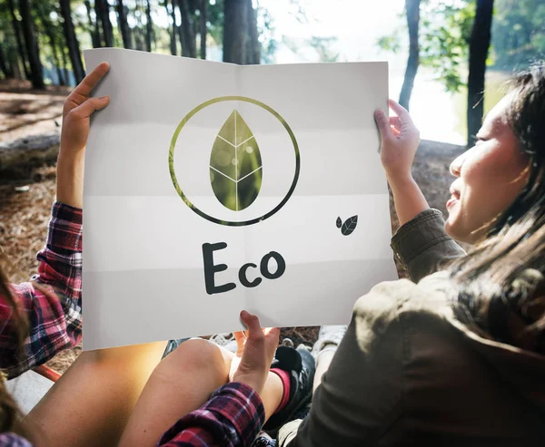 Women holding banner — Stock Photo, Image