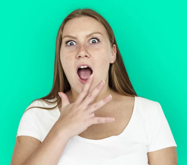 Caucasian woman Shocked — Stock Photo, Image