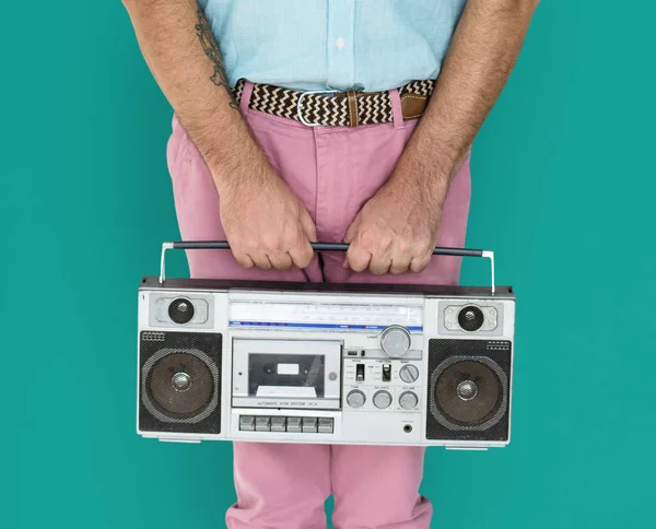 Man Holding Jukebox — Stock Photo, Image