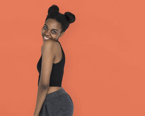 Young african woman posing in studio — Stock Photo, Image