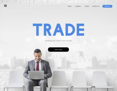 Dizüstü bilgisayarda çalışan iş adamı