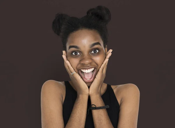 Young african woman posing in studio — Stock Photo, Image