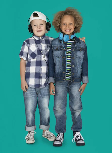 Stylish boys in studio — Stock Photo, Image