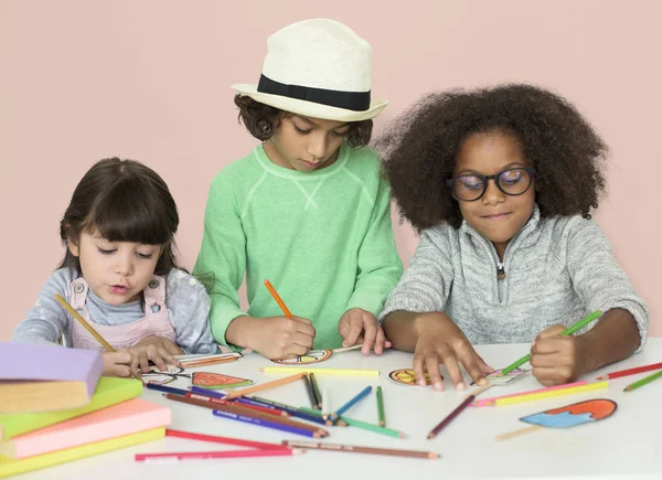 Children drawing together — Stock Photo, Image