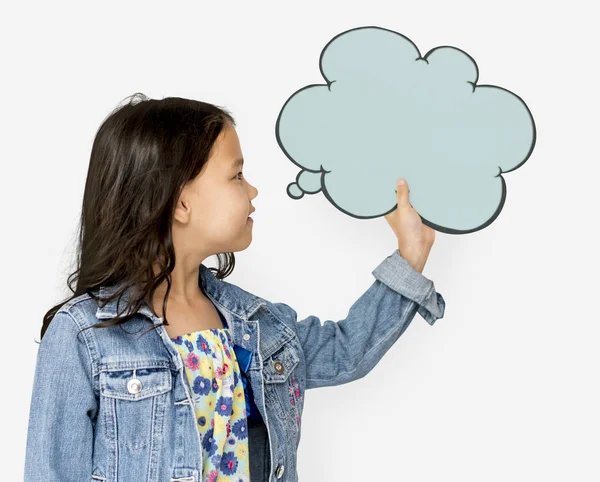 Kağıt bulut holding kız — Stok fotoğraf