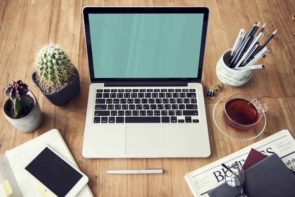 Modern laptop on table — Stock Photo, Image