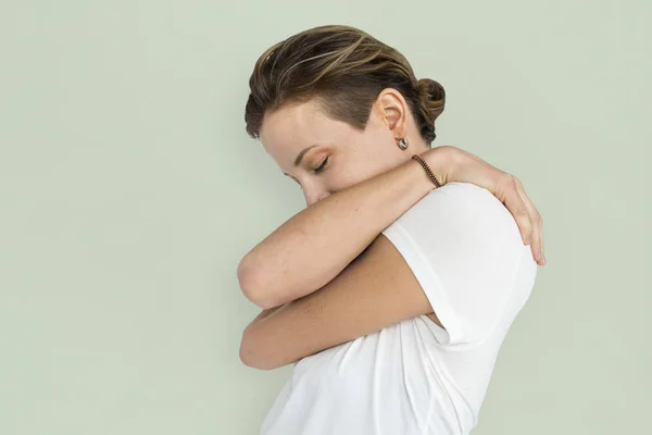 Mujer con cabello rubio — Foto de Stock