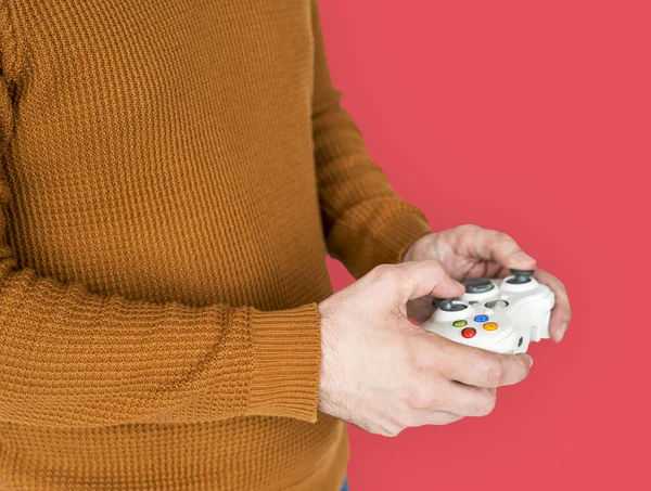 Mãos Segurando Controlador de Jogo — Fotografia de Stock