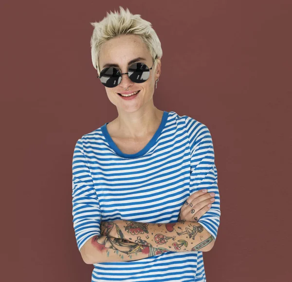 Blonde Woman with short hairstyle — Stock Photo, Image