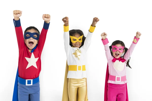 Children wearing superhero costumes — Stock Photo, Image