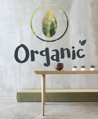 Bitkiler ile ahşap masa