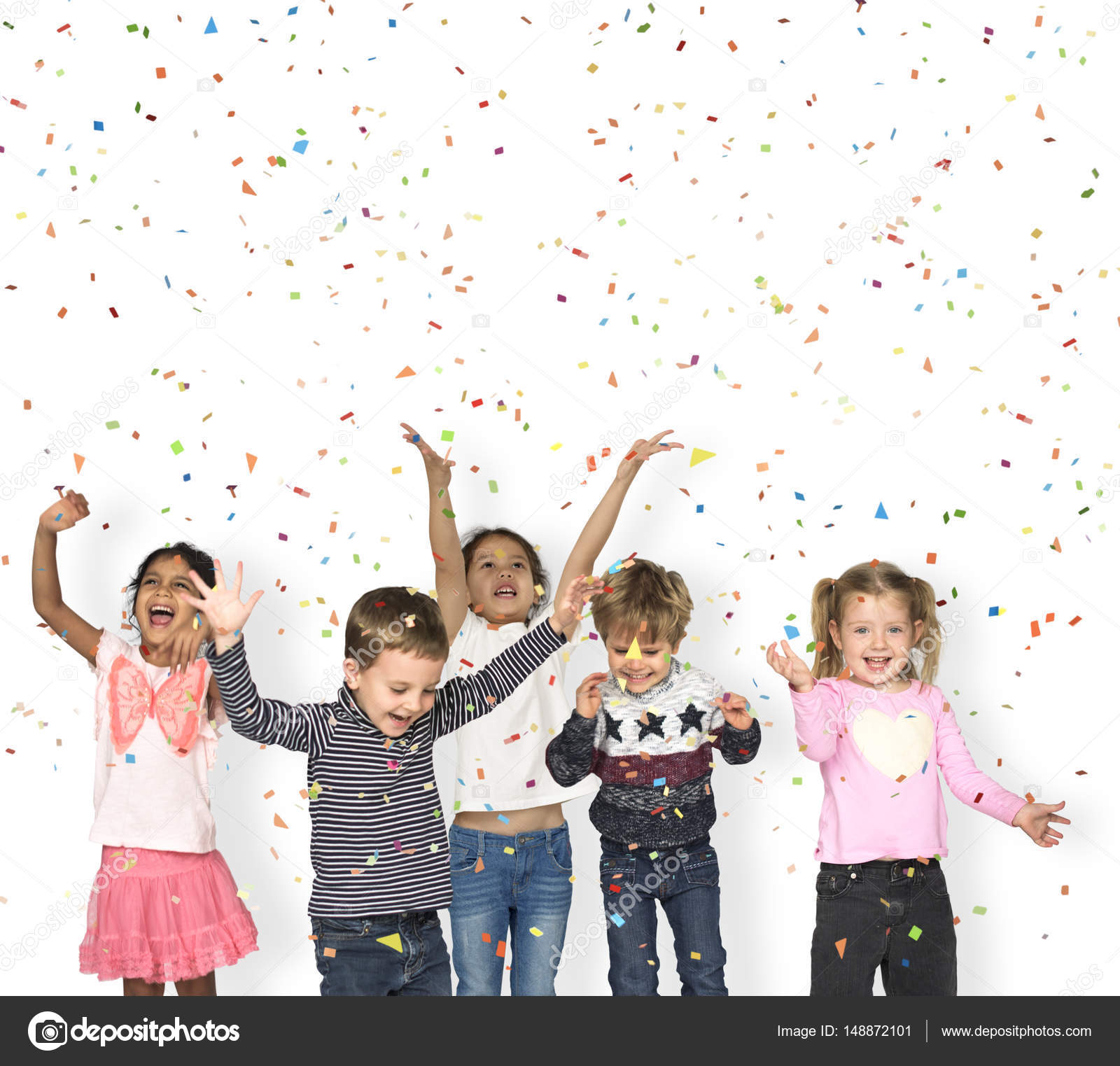 Happy Little Children throwing confetti — Stock Photo © Rawpixel 148872101