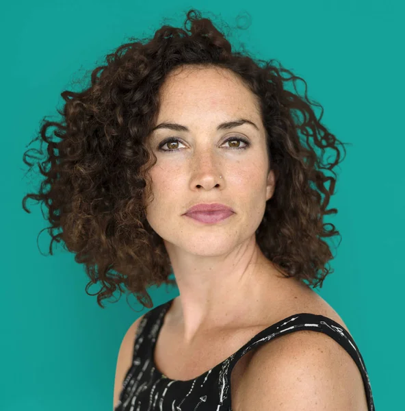 Caucasian woman with curly hair — Stock Photo, Image