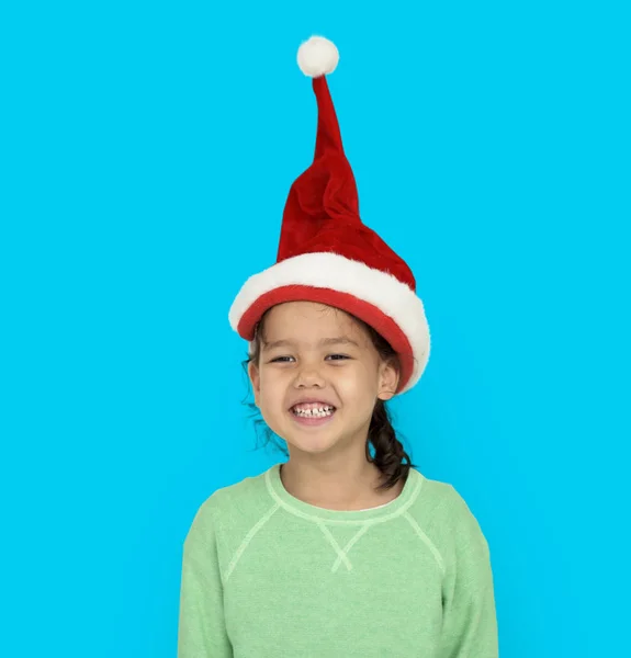 Menina vestindo chapéu de Santa — Fotografia de Stock