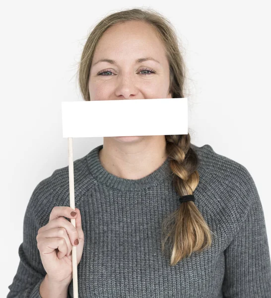 Vrouw met papier vlag — Stockfoto