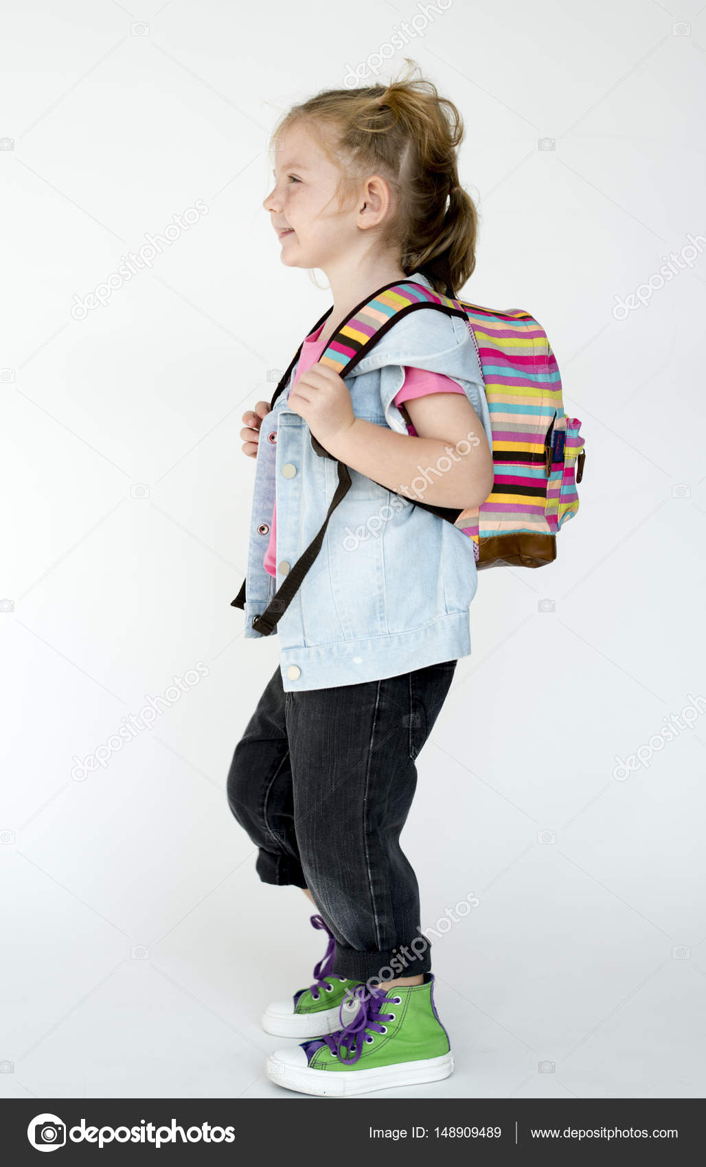 girl wearing backpack