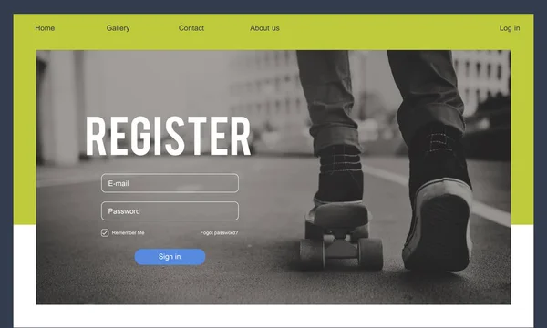 Sjabloon met register-concept — Stockfoto