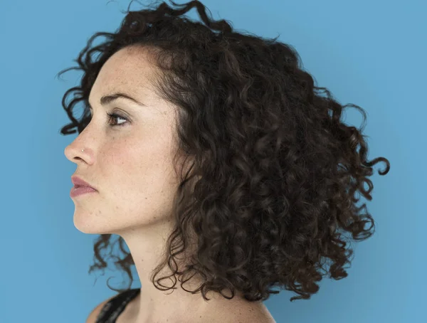 Caucasian woman with curly hair — Stock Photo, Image