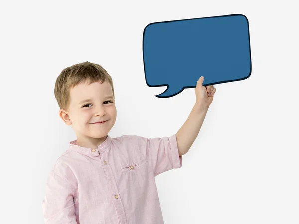 Boy holding paper bubble — Stock Photo, Image