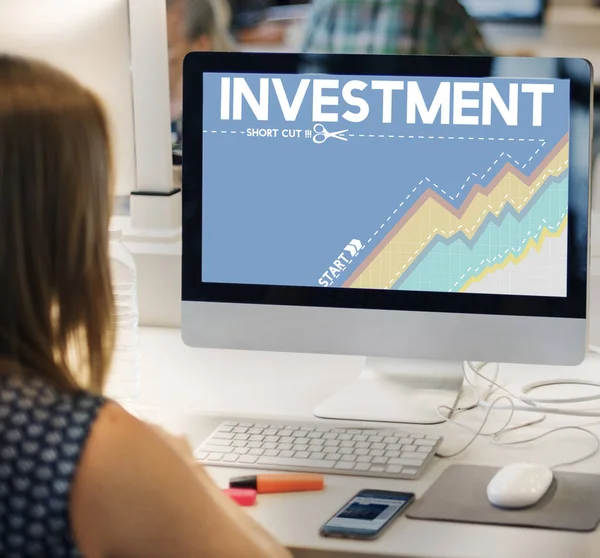 Fejlesztési befektetések piaci terjeszkedés ikon — Stock Fotó