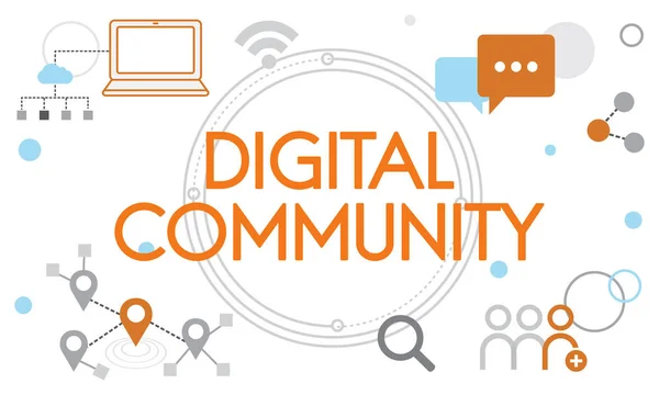 Modelo com conceito de Comunidade Digital — Fotografia de Stock