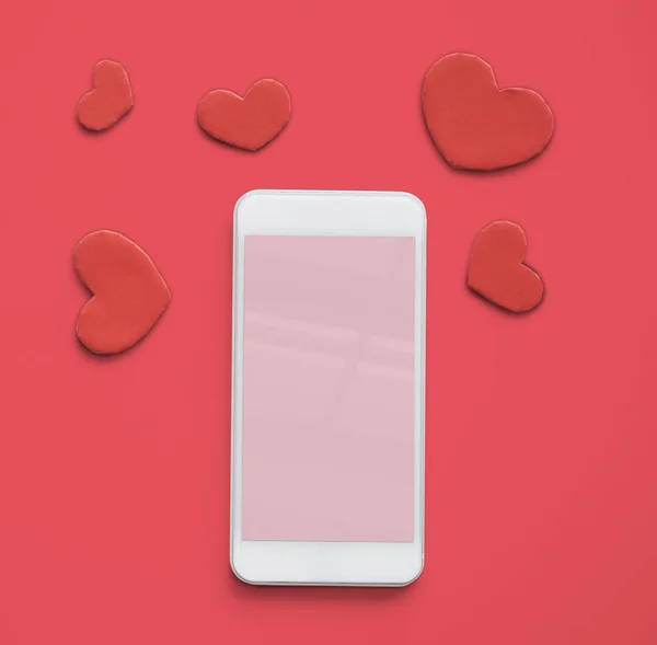 Love Hearts and Smartphone — Stock Photo, Image