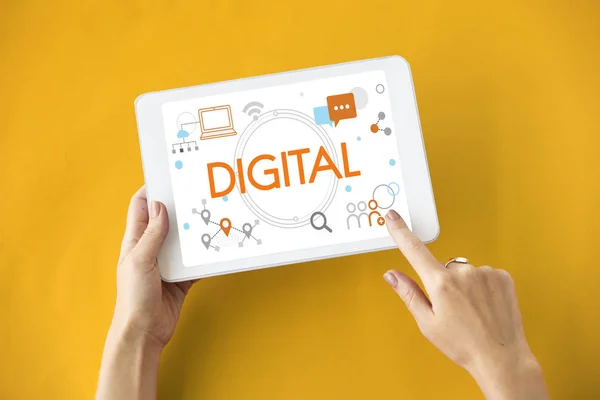 Tablet Digital Person Holding — Stok Foto