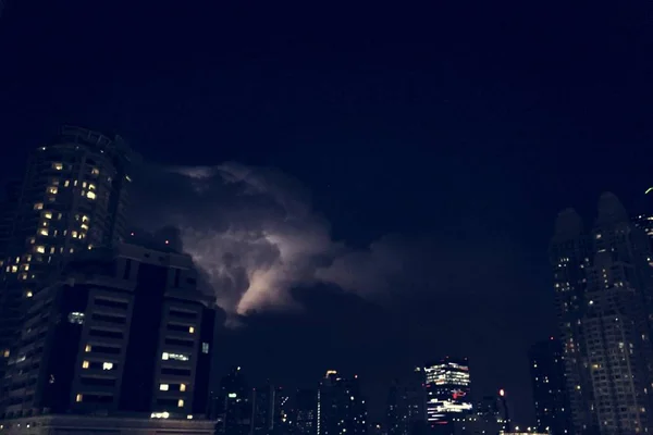 City Night Sky Stormy Lightning Fotoset Original — Foto de Stock