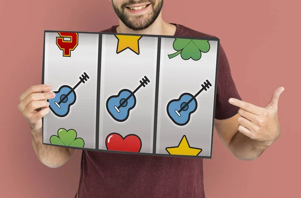 Man with beard holds placard — Stock Photo, Image