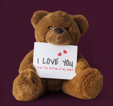 Oyuncak ayı oyuncak ve kağıt kartı