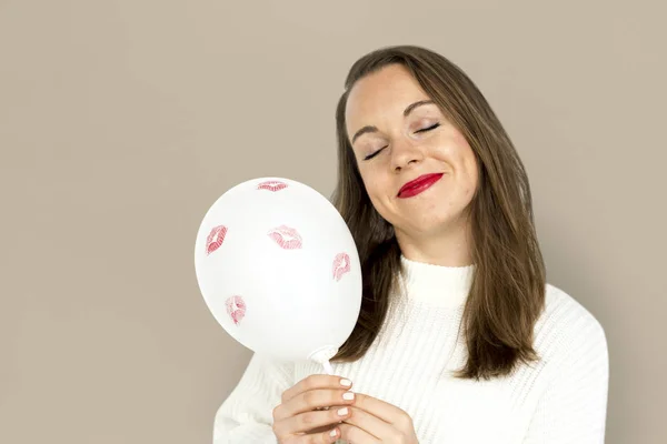 Señora sosteniendo globo —  Fotos de Stock