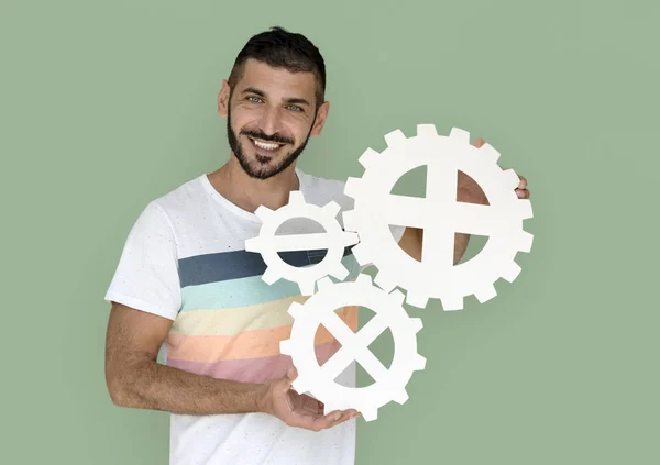 Man anläggningen gears — Stockfoto