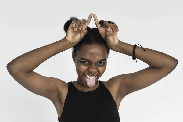 Jovem mulher africana brincalhão — Fotografia de Stock