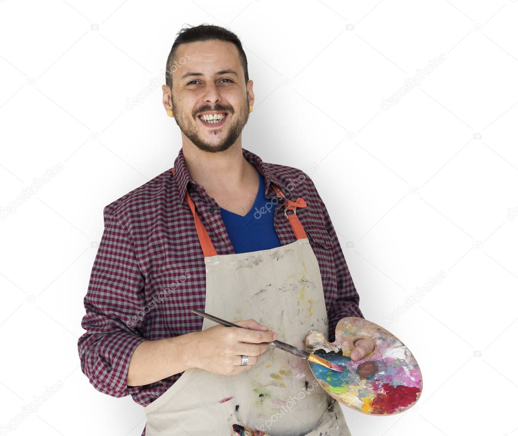 Man artist with palette