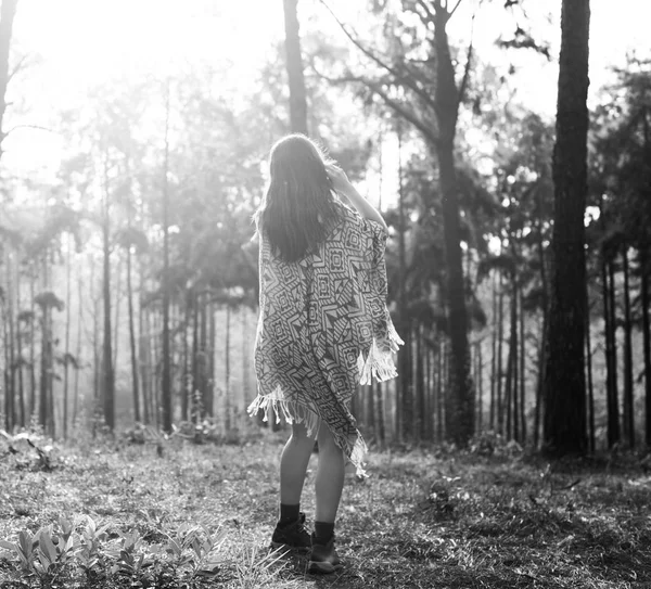 Amici che camminano nella foresta in autunno — Foto Stock
