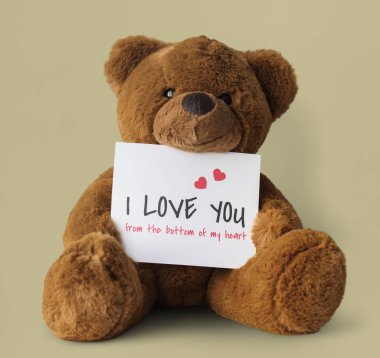 Oyuncak ayı oyuncak ve kağıt kartı