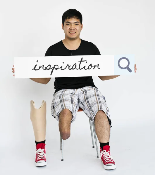 Postižený člověk sedící protéza zařízením — Stock fotografie