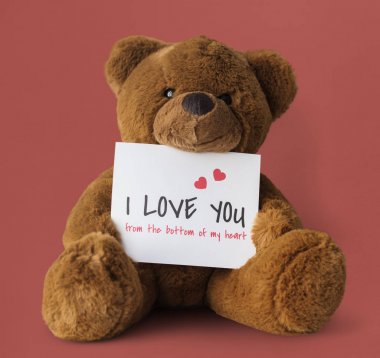 Oyuncak ayı oyuncak ve kağıt kartı