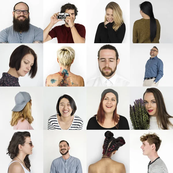 Conjunto de diversidad que enfrentan las personas — Foto de Stock