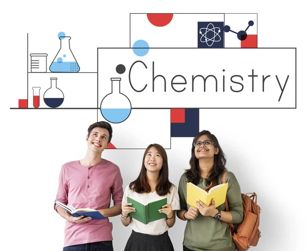 Students standing and holding books — Stock Photo, Image